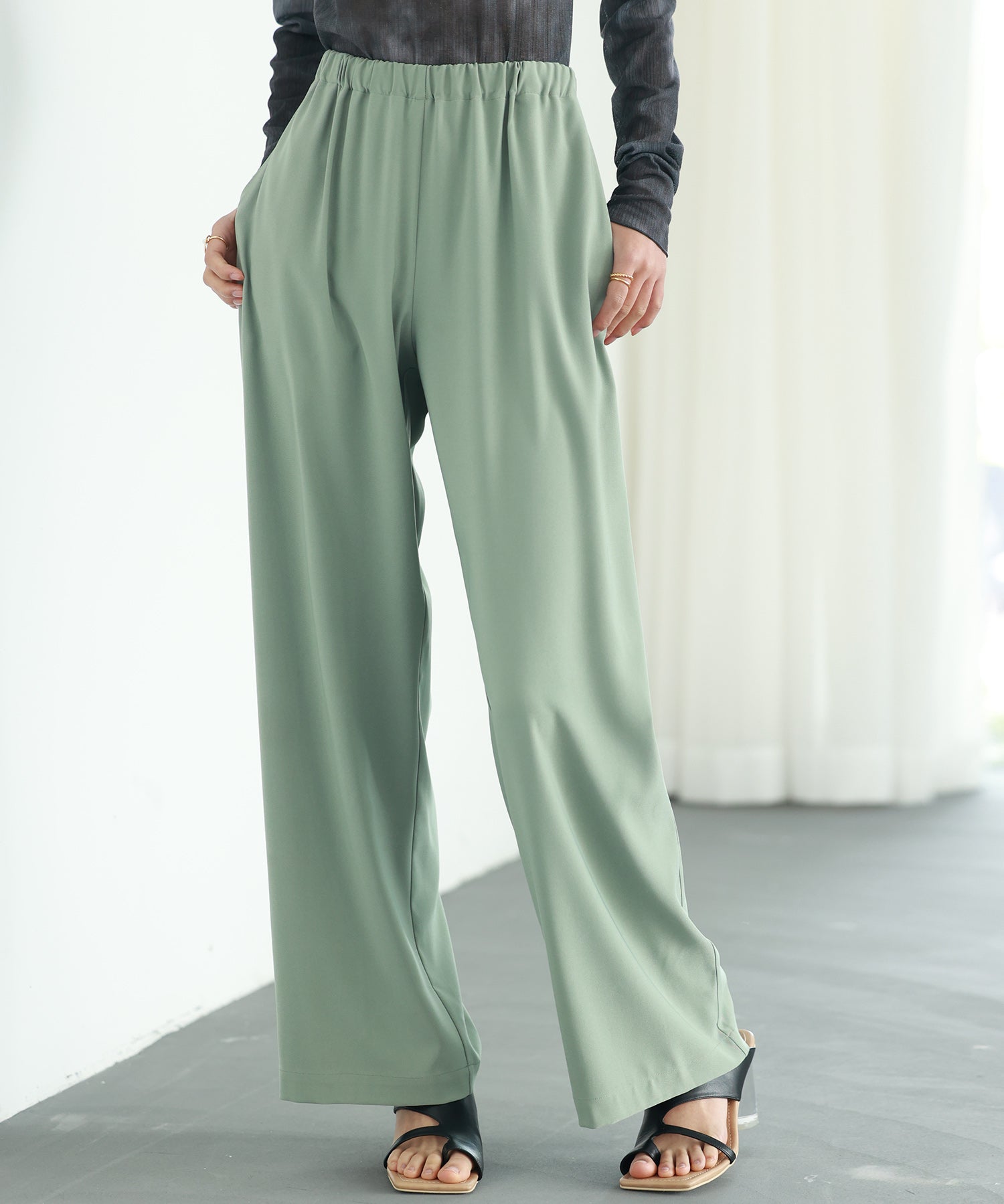 とろみ素材ウエスト総ゴムワイドパンツsdp0102-102-35