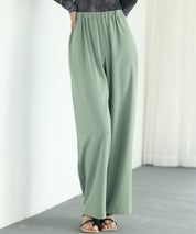 とろみ素材ウエスト総ゴムワイドパンツsdp0102 グリーン