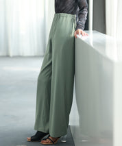 とろみ素材ウエスト総ゴムワイドパンツsdp0102 グリーン