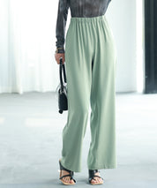 とろみ素材ウエスト総ゴムワイドパンツsdp0102 グリーン