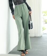 とろみ素材ウエスト総ゴムワイドパンツsdp0102 グリーン