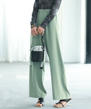 とろみ素材ウエスト総ゴムワイドパンツsdp0102 グリーン