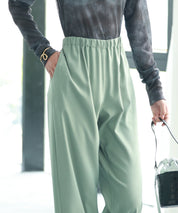 とろみ素材ウエスト総ゴムワイドパンツsdp0102 グリーン