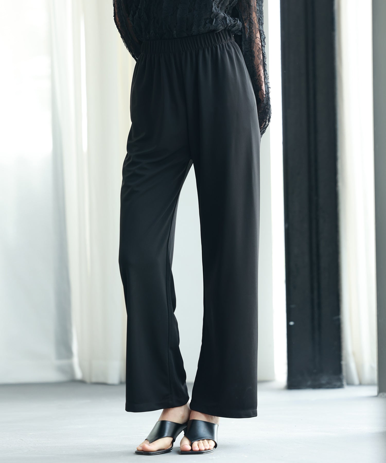 とろみ素材ウエスト総ゴムワイドパンツsdp0102-102-8