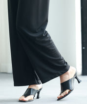 とろみ素材ウエスト総ゴムワイドパンツsdp0102 ブラック