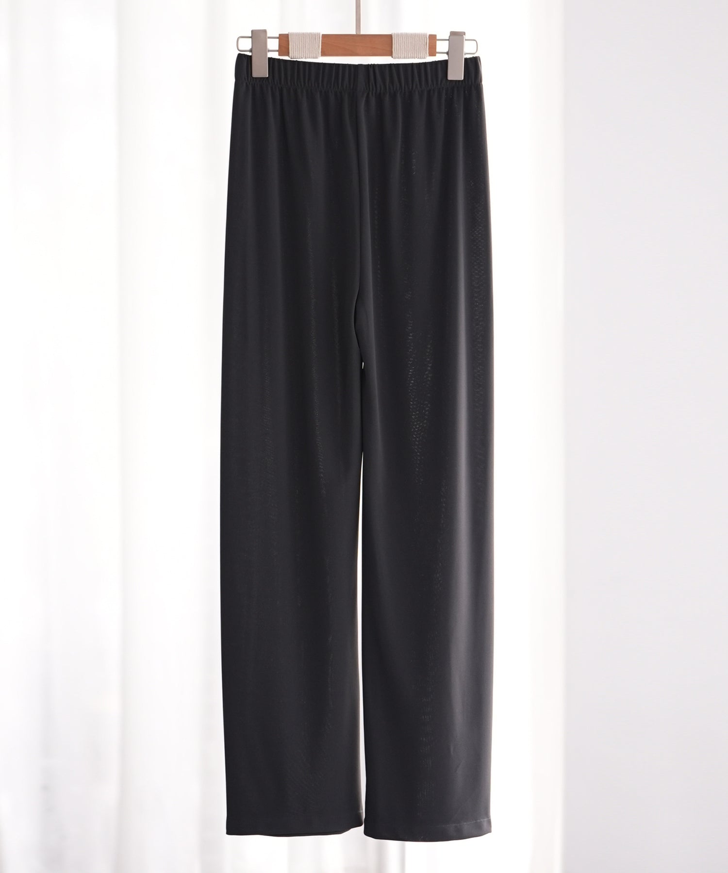 とろみ素材ウエスト総ゴムワイドパンツsdp0102 ブラック