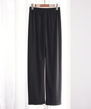 とろみ素材ウエスト総ゴムワイドパンツsdp0102 ブラック