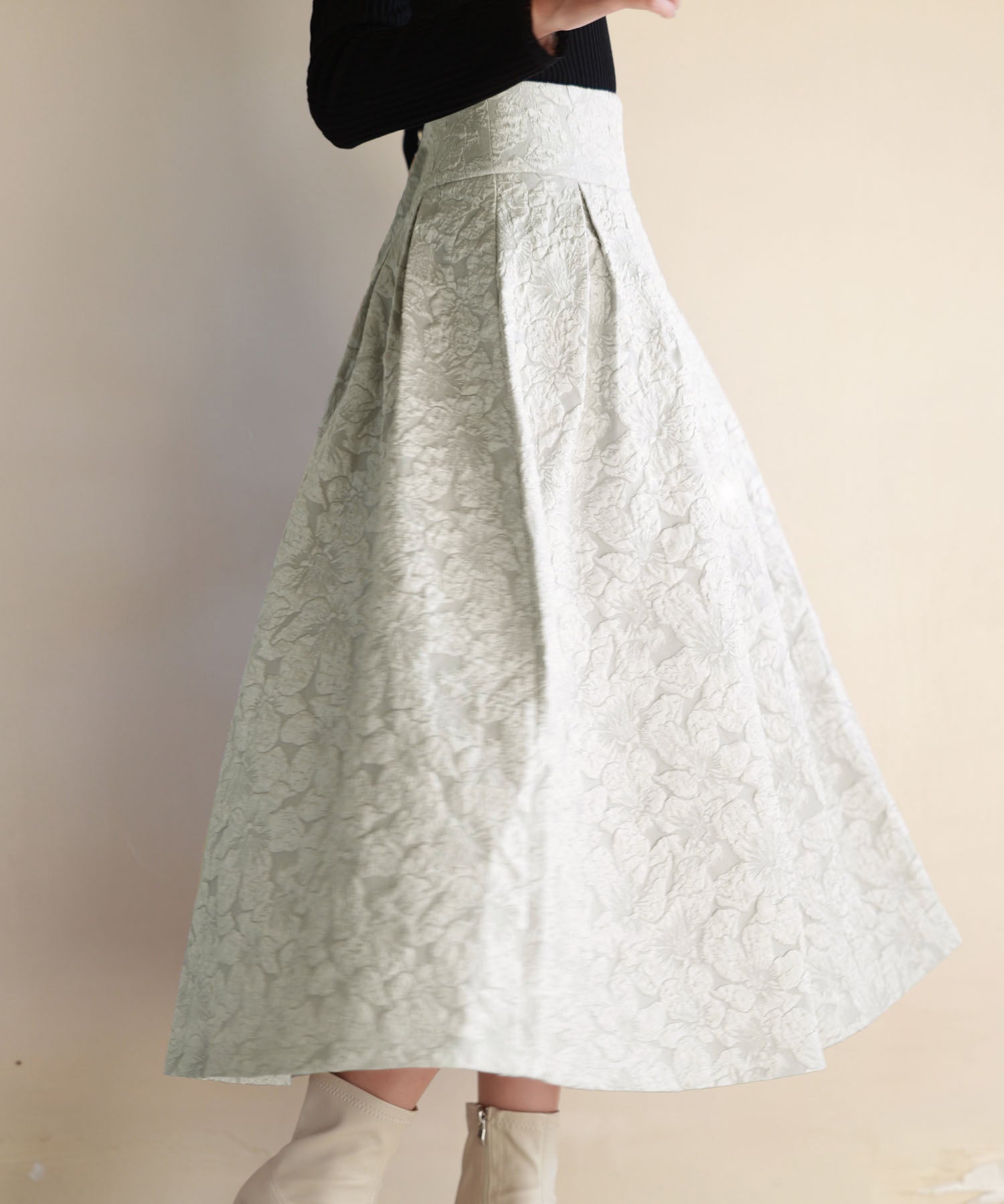 フクレジャガードフレアハイウエストスカートsdp0118 グレー