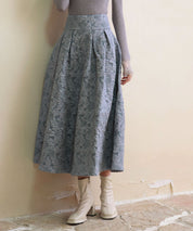 フクレジャガードフレアハイウエストスカートsdp0118 ブルーグレー