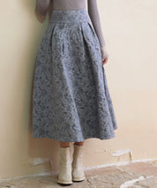 フクレジャガードフレアハイウエストスカートsdp0118 ブルーグレー