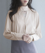 チョーカーネック長袖ブラウスsdp0130 アイボリー