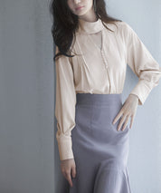 チョーカーネック長袖ブラウスsdp0130 アイボリー