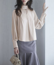 チョーカーネック長袖ブラウスsdp0130 アイボリー