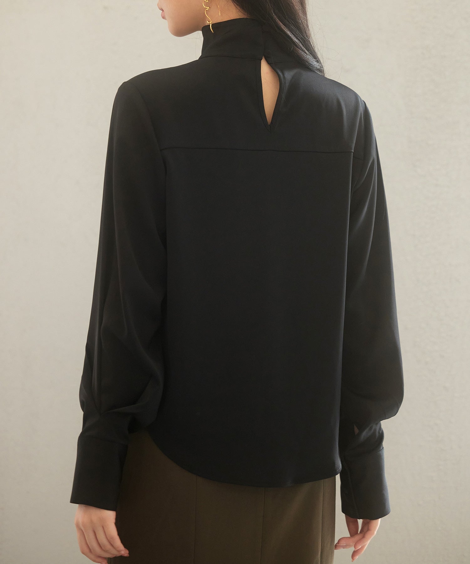 チョーカーネック長袖ブラウスsdp0130 ブラック