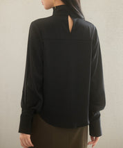 チョーカーネック長袖ブラウスsdp0130 ブラック