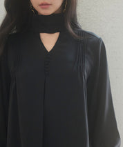 チョーカーネック長袖ブラウスsdp0130 ブラック