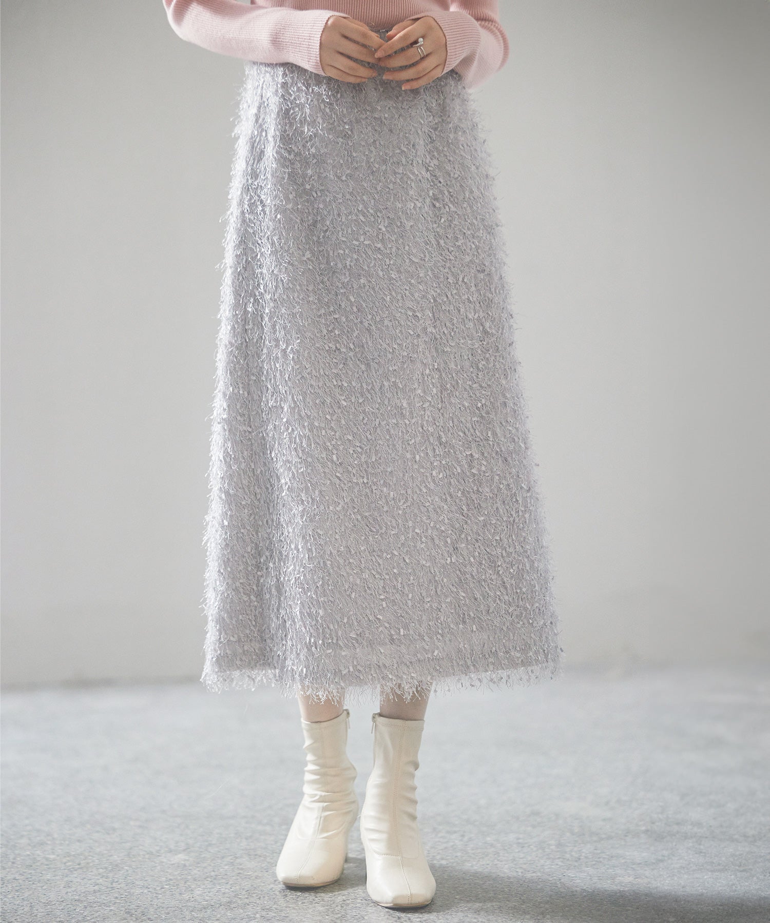 ふわふわシャギーナロースカートsdp0134 グレー