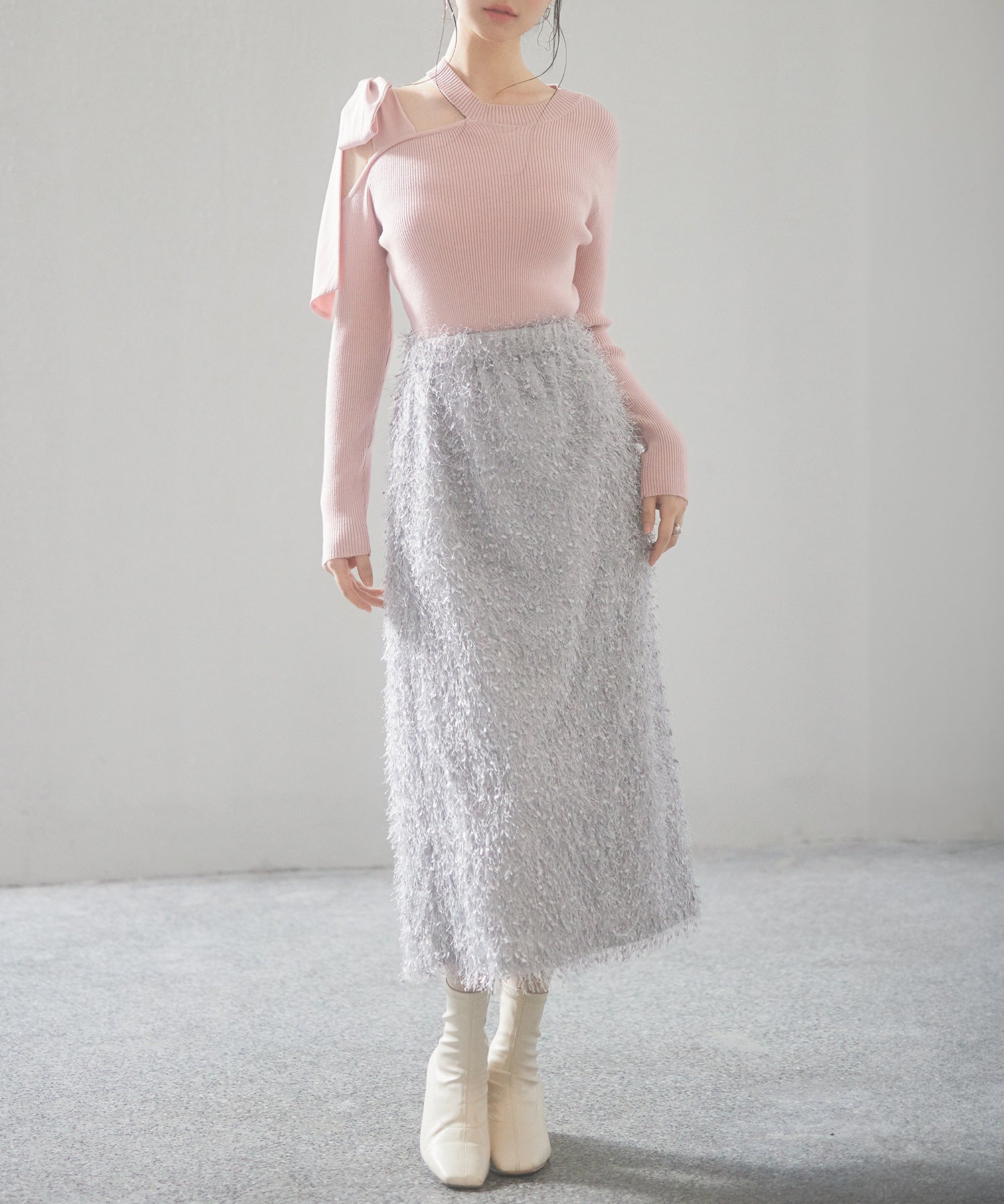 ふわふわシャギーナロースカートsdp0134 グレー
