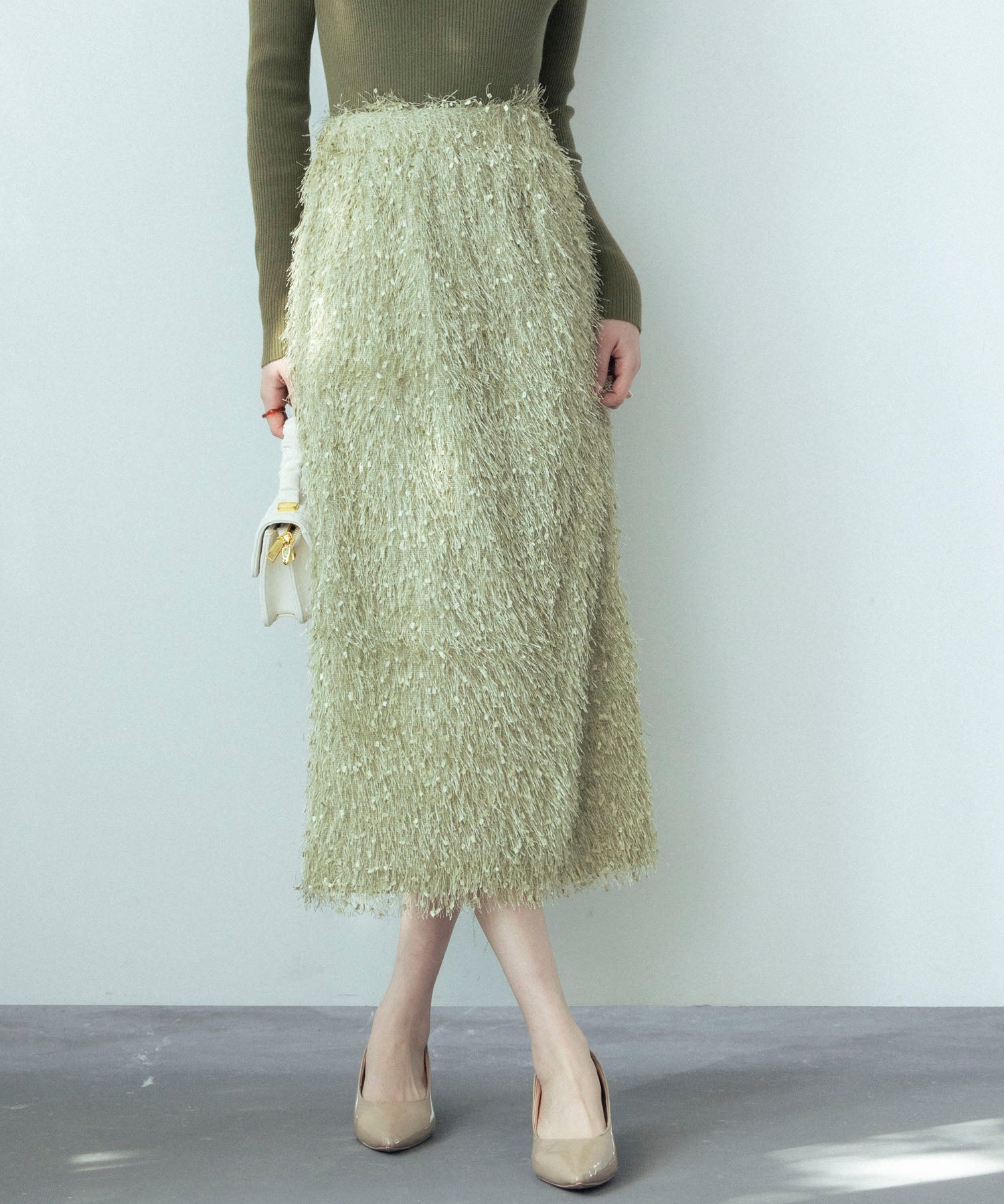 ふわふわシャギーナロースカートsdp0134 グリーン