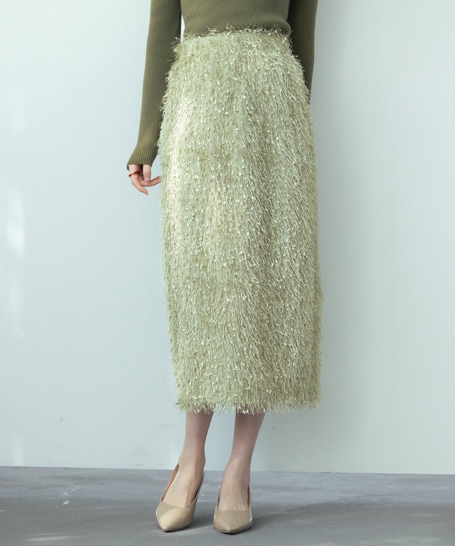 ふわふわシャギーナロースカートsdp0134 グリーン