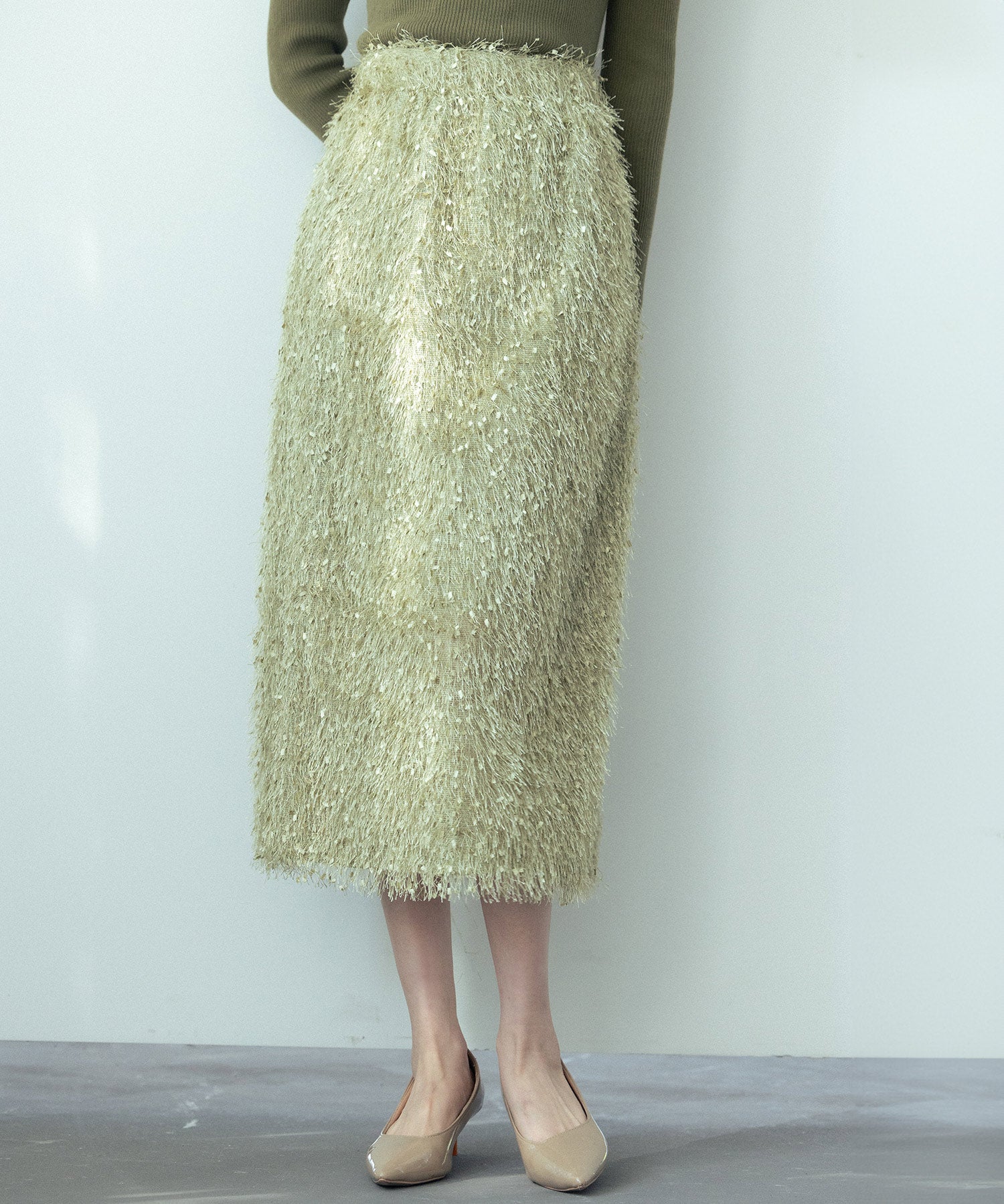 ふわふわシャギーナロースカートsdp0134 グリーン