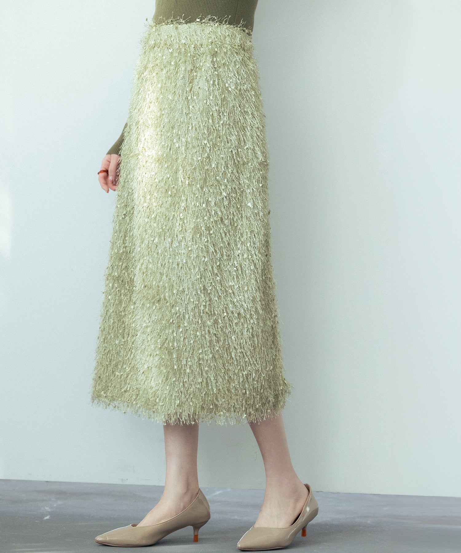 ふわふわシャギーナロースカートsdp0134 グリーン