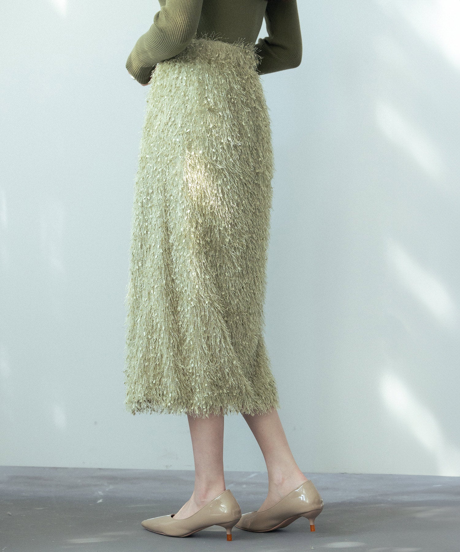 ふわふわシャギーナロースカートsdp0134 グリーン