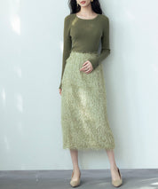 ふわふわシャギーナロースカートsdp0134 グリーン