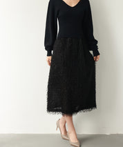 ふわふわシャギーナロースカートsdp0134 ブラック