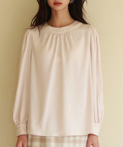 後首元リボンデザイン長袖ブラウスsdp0135-102-174