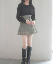 後首元リボンデザイン長袖ブラウスsdp0135 ブラック