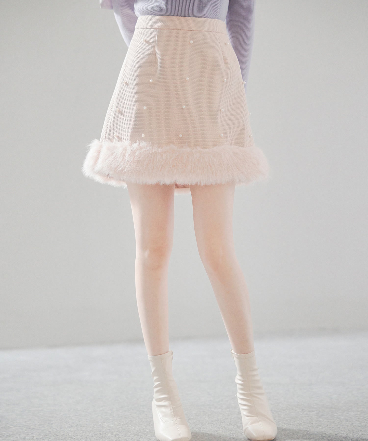 パール付きハイウエストツイードミニスカートsdp0145b-102-174