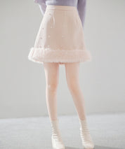 パール付きハイウエストツイードミニスカートsdp0145b-102-174