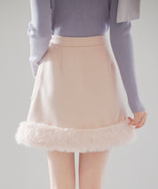 パール付きハイウエストツイードミニスカートsdp0145b ピンクベージュ