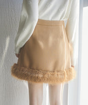 パール付きハイウエストツイードミニスカートsdp0145b ブラウン