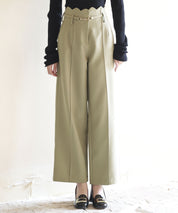 スカラップウエストワイドパンツsdp0172 ベージュ