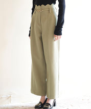 スカラップウエストワイドパンツsdp0172 ベージュ