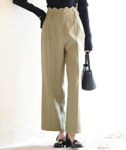 スカラップウエストワイドパンツsdp0172 ベージュ