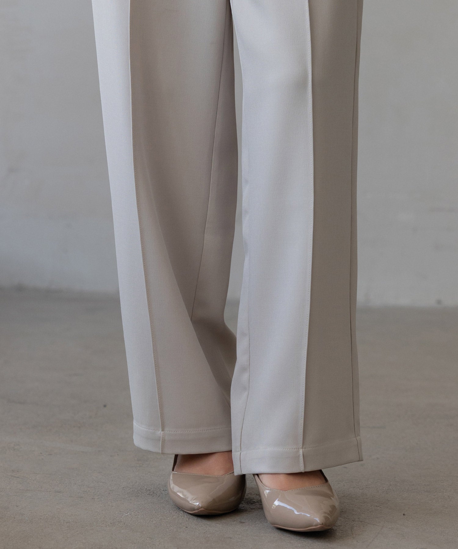 【生地リニューアル】スカラップハイウエストパンツsdp0172b ベージュ