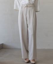 【生地リニューアル】スカラップハイウエストパンツsdp0172b ベージュ