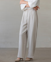 【生地リニューアル】スカラップハイウエストパンツsdp0172b ベージュ