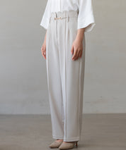 【生地リニューアル】スカラップハイウエストパンツsdp0172b ベージュ