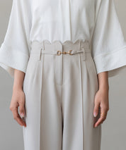 【生地リニューアル】スカラップハイウエストパンツsdp0172b ベージュ