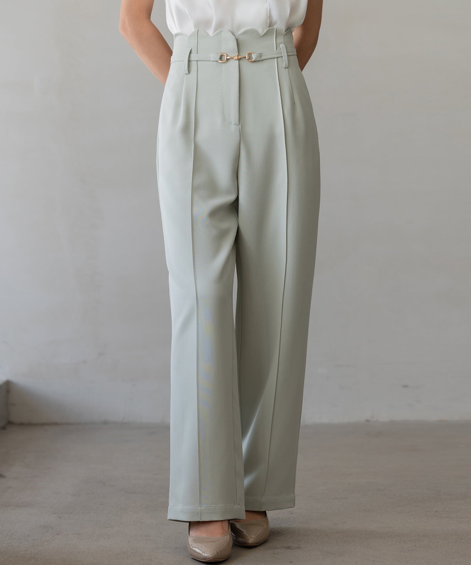 【生地リニューアル】スカラップハイウエストパンツsdp0172b-102-50