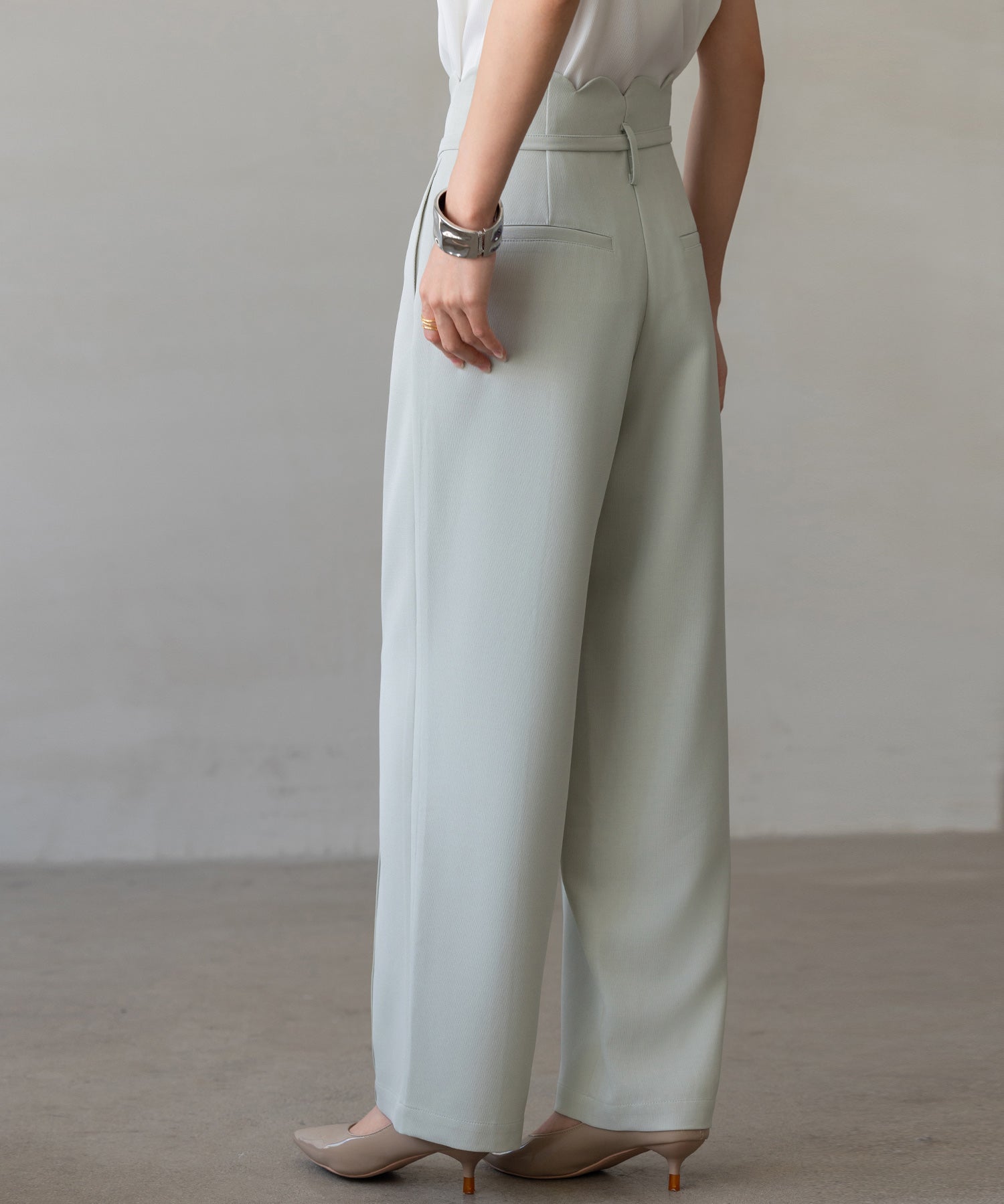 【生地リニューアル】スカラップハイウエストパンツsdp0172b ミント