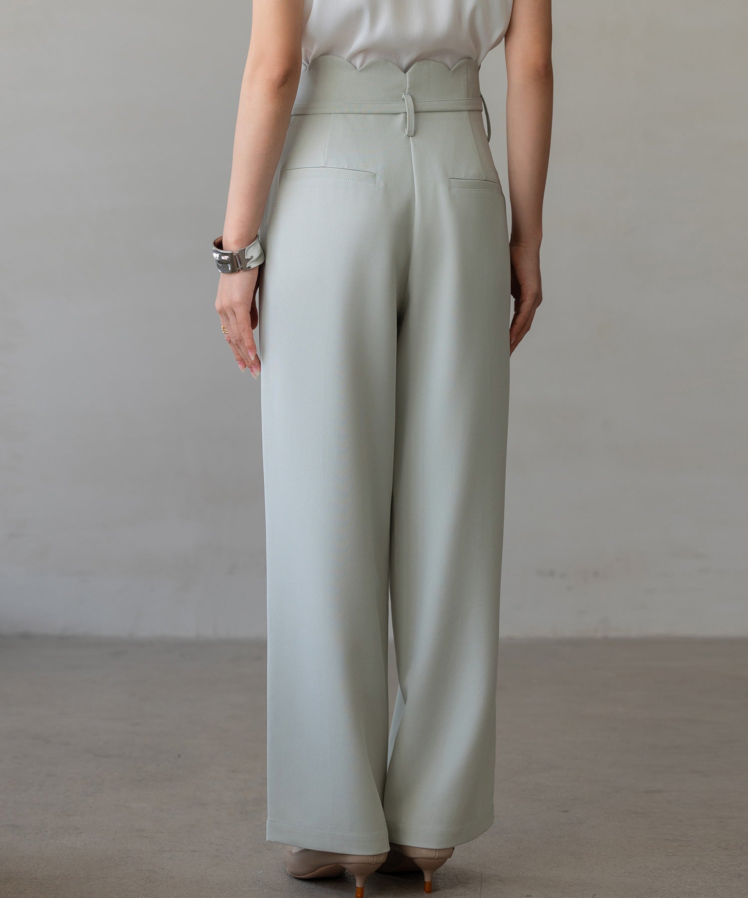 【生地リニューアル】スカラップハイウエストパンツsdp0172b ミント