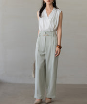 【生地リニューアル】スカラップハイウエストパンツsdp0172b ミント