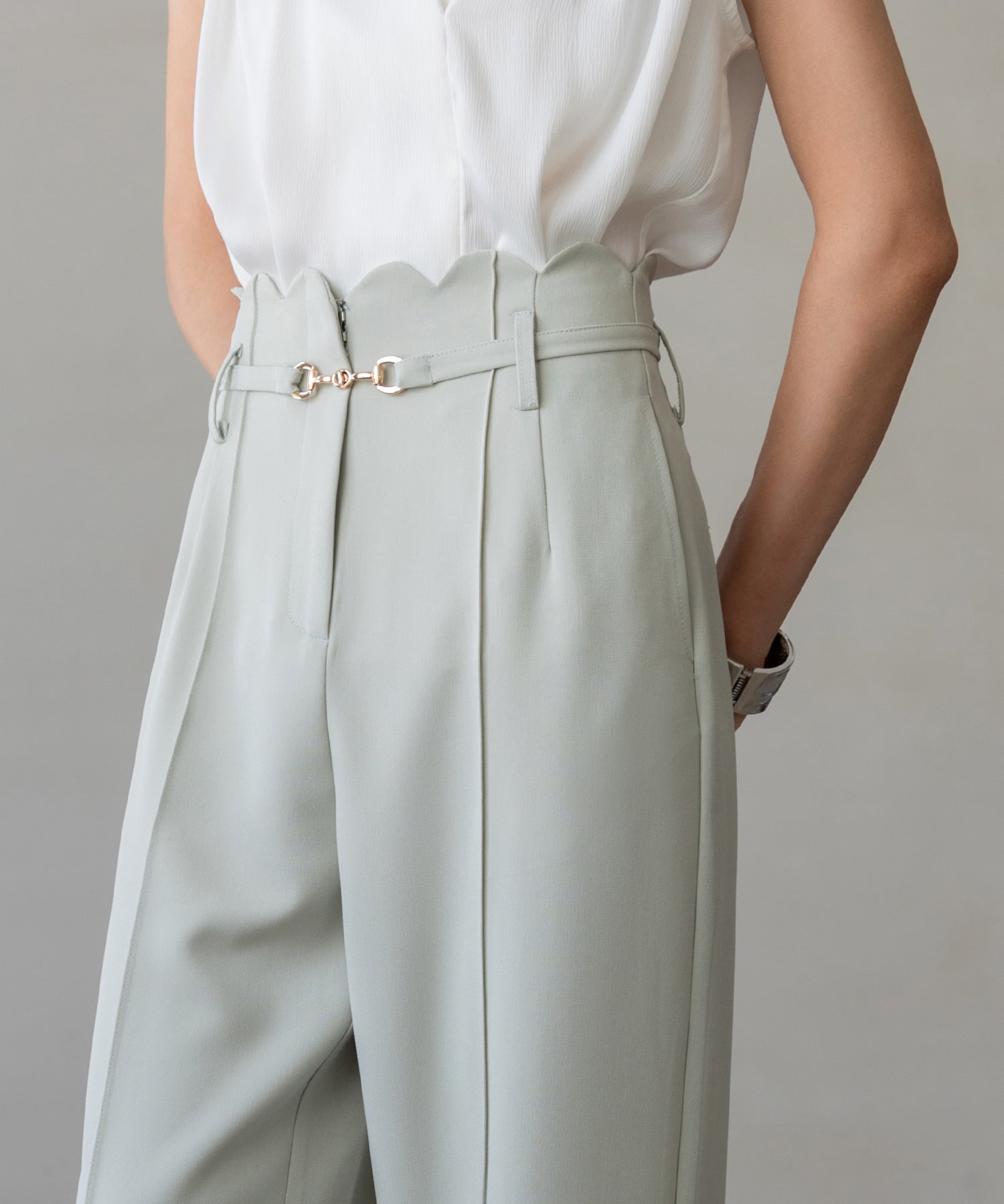 【生地リニューアル】スカラップハイウエストパンツsdp0172b ミント