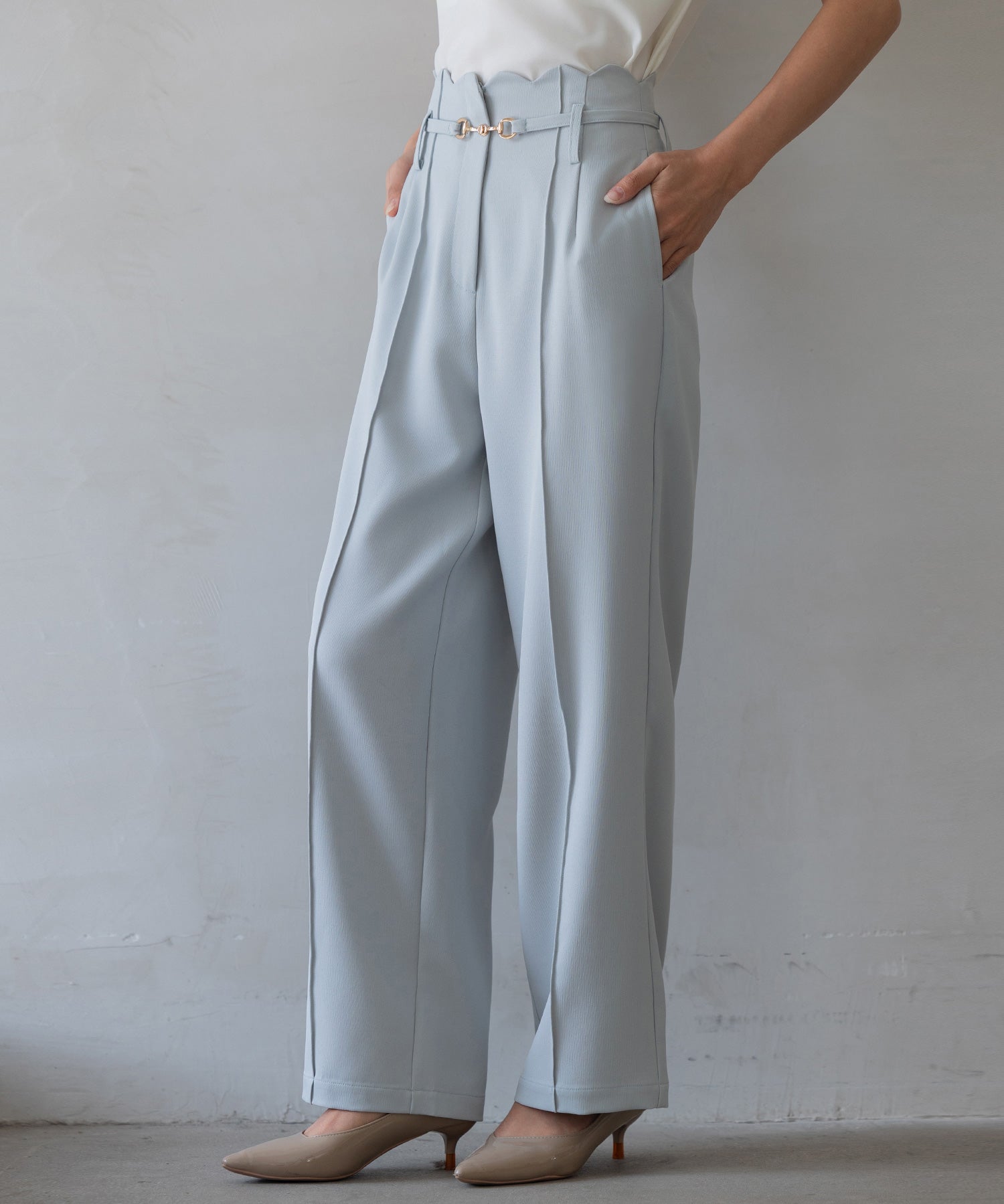 【生地リニューアル】スカラップハイウエストパンツsdp0172b-102-72