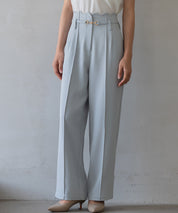 【生地リニューアル】スカラップハイウエストパンツsdp0172b ブルーグレー